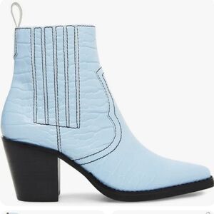 Steve Madden Geniva Light Blue Crocodile Square Toe Classic Western Boot 7.5